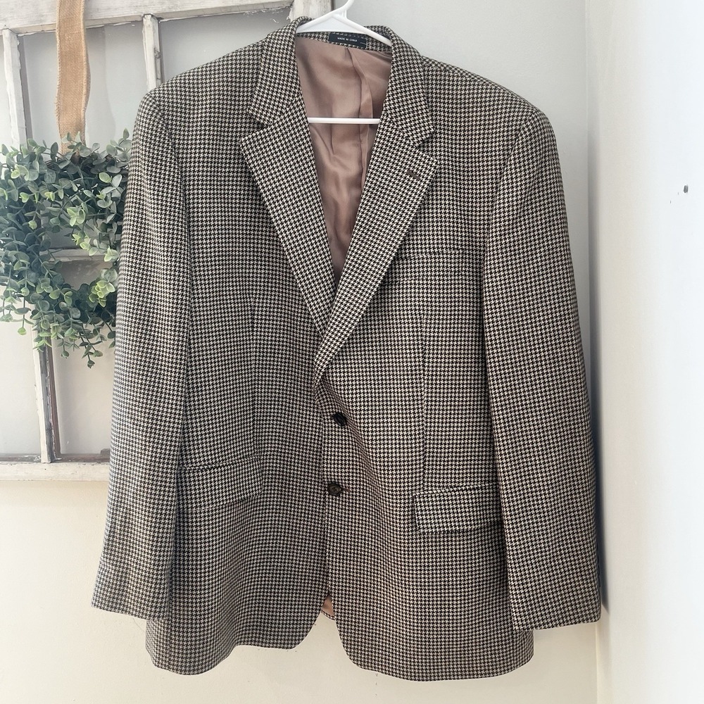 Ralph Lauren Blazer Sport Coat Wool Houndstooth Windowpane Suit Jacket 44R